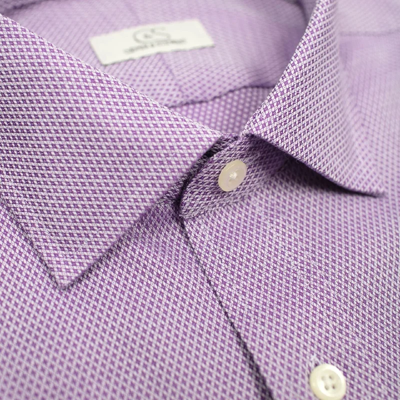 Men's Polo Shirts for Sports and Casual WearLavender Diamond Dobby Wrinkle-Free Cotton Dress Shirt with Spread Collar by Cooper & Stewart Men's Polo Shirts for Sports and Casual WearLavender Diamond Dobby Wrinkle-Free Cotton Dress Shirt with Spread Collar by Cooper & Stewart