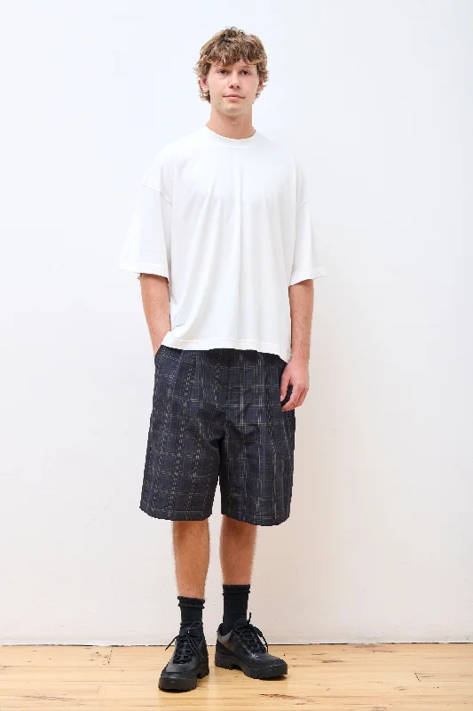 Men's Comfortable Short-Waisted ShortsLinen Plaid Shorts Navy