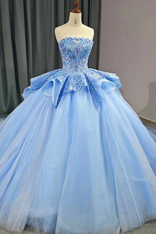 women's beach dressesStylish Strapless Lace Up Quinceanera Dresses Sequins Ball Gown