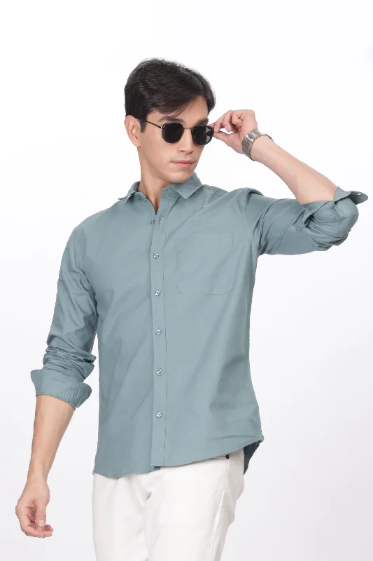 Men's Designer Shirts for a Statement PieceTeal Regular Fit Plain Full Sleeve Shirt