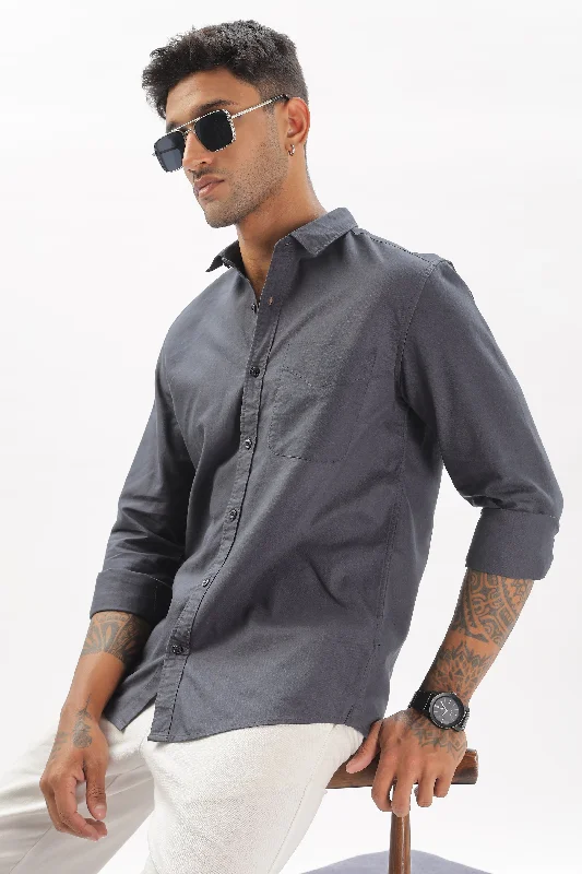 Men's Pattern-Play Shirts for a Fun TwistDark Gray Regular Fit Plain Full Sleeve Shirt Men's Pattern-Play Shirts for a Fun TwistDark Gray Regular Fit Plain Full Sleeve Shirt