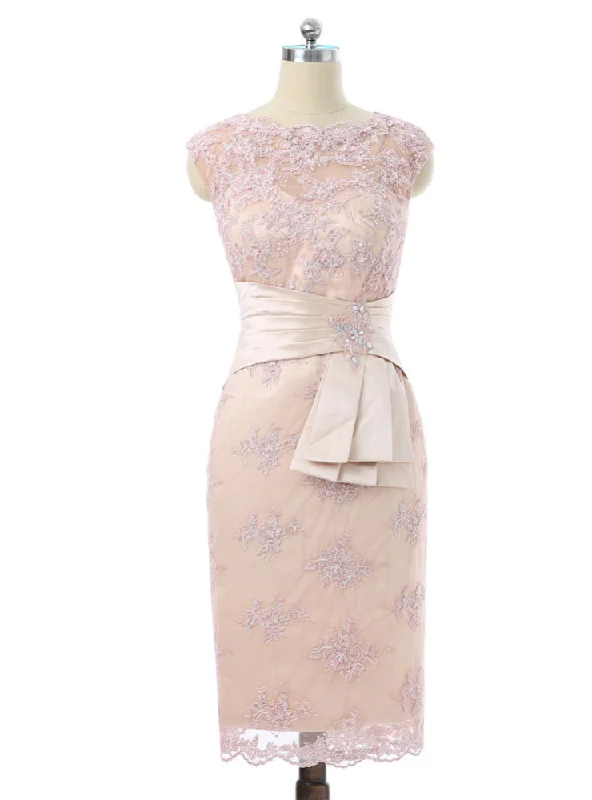Backless DressChampagne Sheath Cap Sleeves Mother Of The Bride Dresses