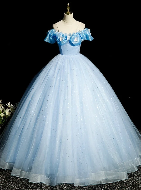 Petite DressBlue Tulle Sequins Backless Butterfly Quinceanera Dress