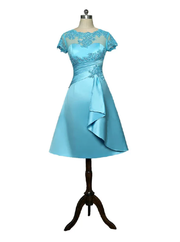 Casual DressBlue Mother Of The Bride Dresses A-line Cap Sleeves Appliques