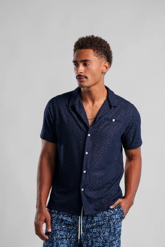 Men's Logo T-Shirts for Brand RepresentationGEOMETRIC JACQUARD SHORT SLEEVE SHIRT