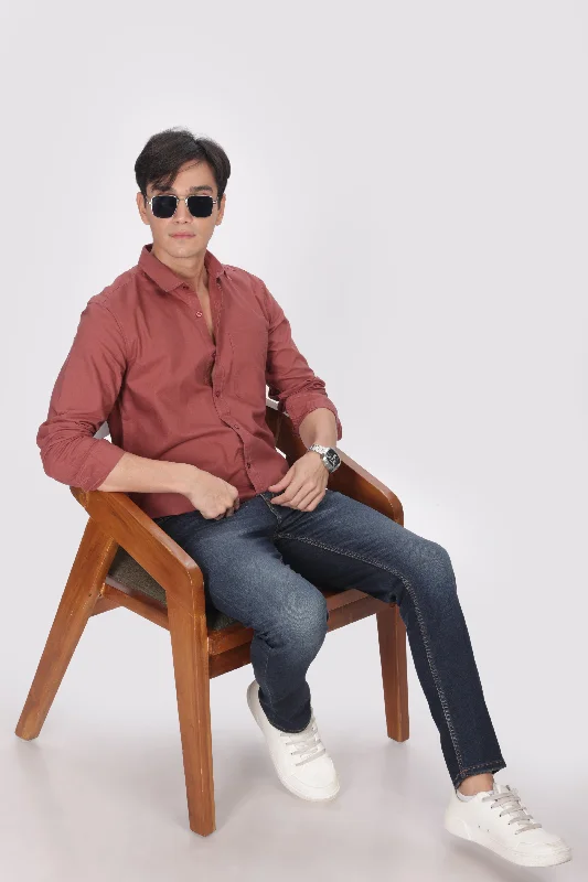 Men's Crew Neck T-Shirts for Everyday WearBrick Red Regular Fit Plain Full Sleeve Shirt Men's Crew Neck T-Shirts for Everyday WearBrick Red Regular Fit Plain Full Sleeve Shirt
