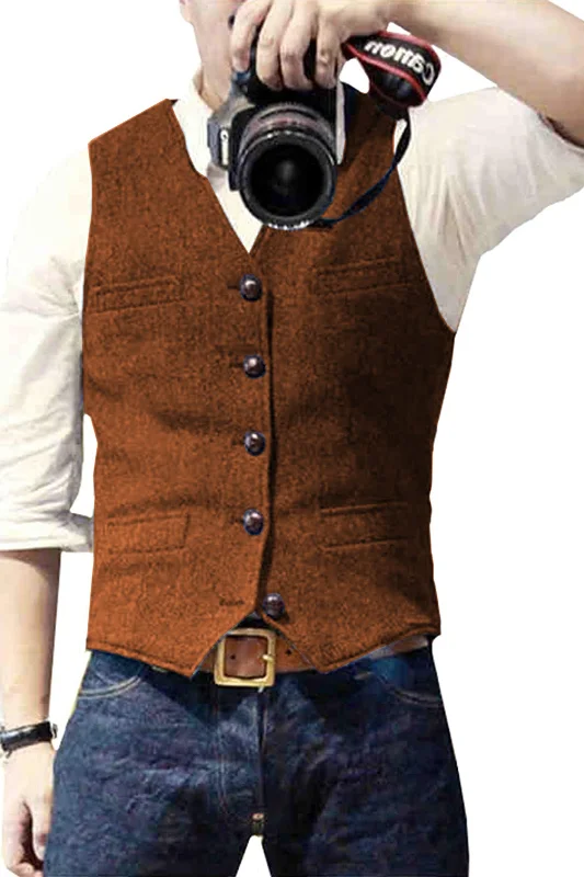 Sheath DressHerringbone Wedding Groom Best Man Vest