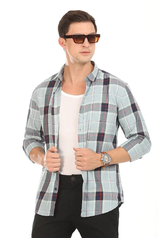 Men's Color-Blocking Shirts for a Statement LookGridline Checkered Shirt - Green x Red