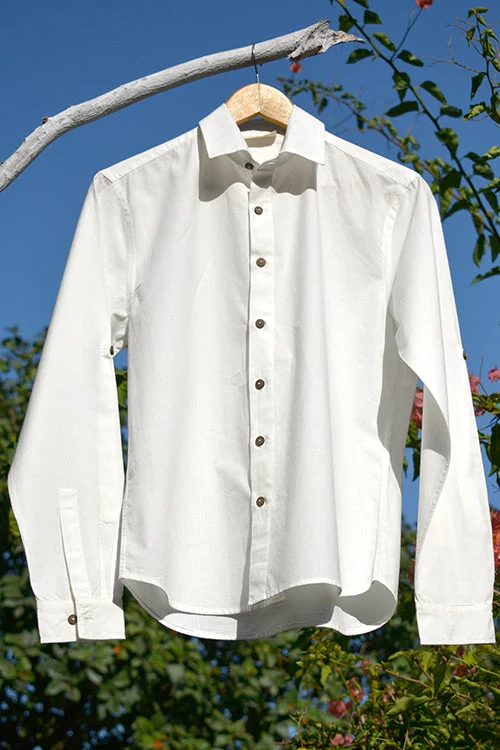 Men's Monochrome Shirts for a Minimalist VibeOkhai 'Credence' Pure Cotton Full-Sleeve White Shirt