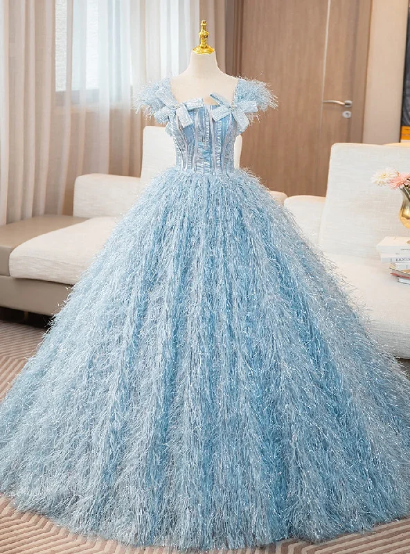 women's eco-friendly dressesBlue Ball Gown Off the Shoulder Quinceanera Dress
