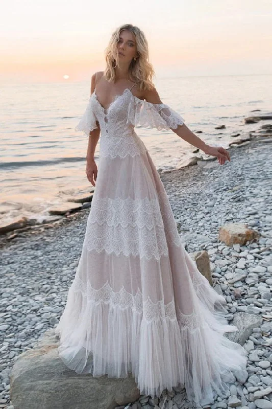 High-Neck DressBohemia Charming Long Lace Beach Wedding Dresses For Women Y0111