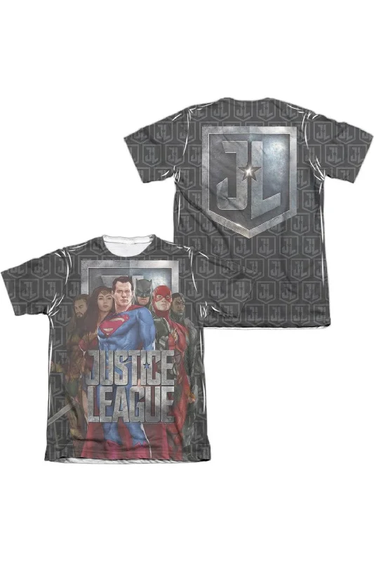 Justice League Movie The League (Front/Back Print) Adult Poly/Cotton Short Sleeve Tee / T-Shirt