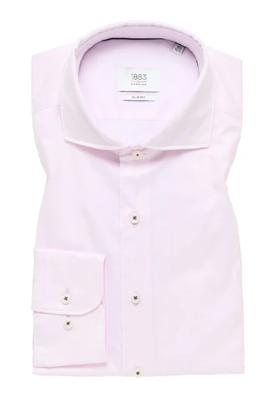 Men's Monochrome Shirts for a Minimalist Vibe'Soft Luxury Shirt' In Pink - Slim Fit - Two Ply Cotton Twill Everyday Shirt with Cutaway Collar by Eterna 1863 Men's Monochrome Shirts for a Minimalist Vibe'Soft Luxury Shirt' In Pink - Slim Fit - Two Ply Cotton Twill Everyday Shirt with Cutaway Collar by Eterna 1863