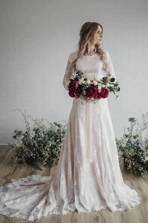 Short-Sleeve DressVintage Long Sleeve Lace Wedding Dresses