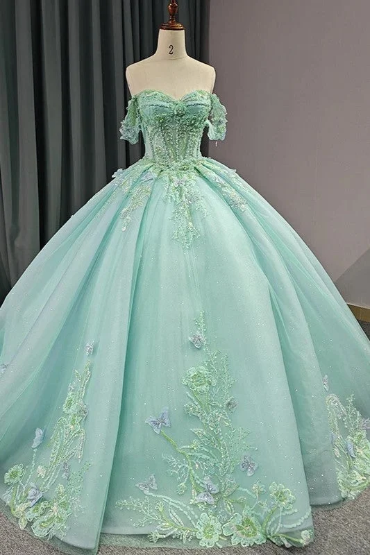 women's silk dressesExquisite Princess Ball Gown Cap sleeve Quinceanera Dresses with 3D Appliques