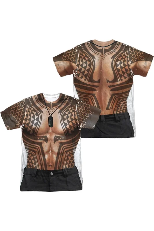 Aquaman Movie Aquaman Tattoos (Front/Back Print) Short Sleeve Adult Poly Crew Tee / T-Shirt