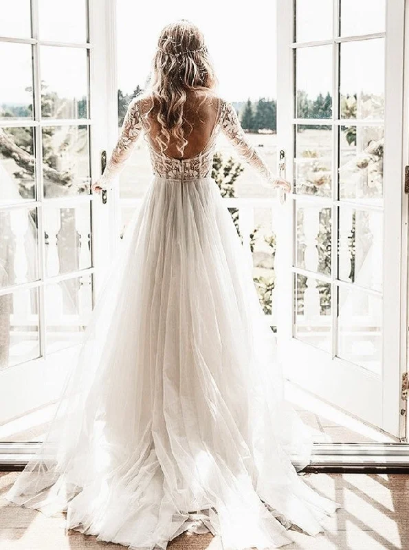Plus-Size DressA-Line Sheer Bateau Backless Wedding Dress With Appliques Long Sleeves OW529 Plus-Size DressA-Line Sheer Bateau Backless Wedding Dress With Appliques Long Sleeves OW529