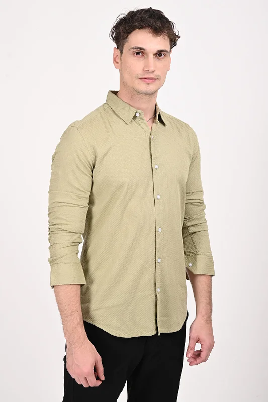 Layered Men's Henley ShirtsPastel Green Urban Grid Shirt