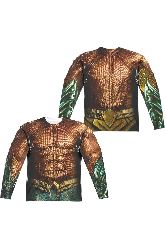Aquaman Movie Aquaman Uniform (Front/Back Print) Long Sleeve Adult Poly Crew Tee / T-Shirt