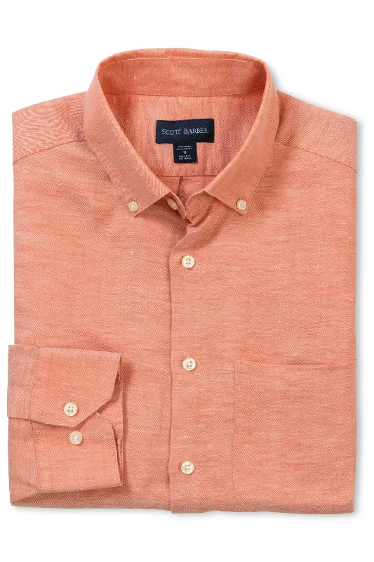 Men's Short-Sleeve Shirts for Warm WeatherLinen/Tencel Solid Twill Sport Shirt in Spice by Scott Barber Men's Short-Sleeve Shirts for Warm WeatherLinen/Tencel Solid Twill Sport Shirt in Spice by Scott Barber