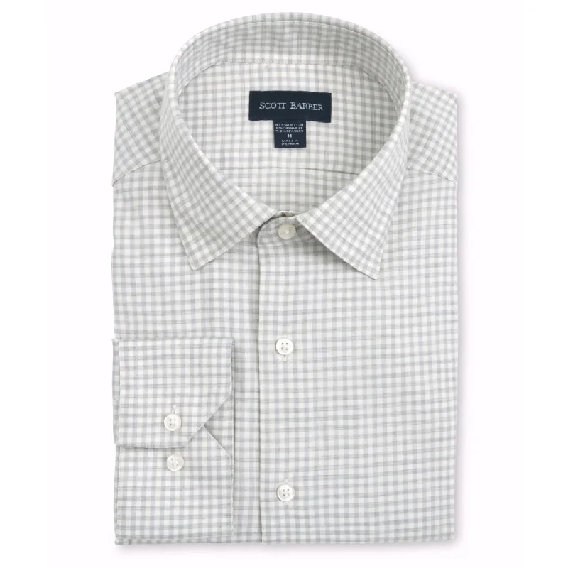 Breathable Men's Linen ShirtsCotton/Cashmere Windowpane Check Sport Shirt in Grey Heather by Scott Barber