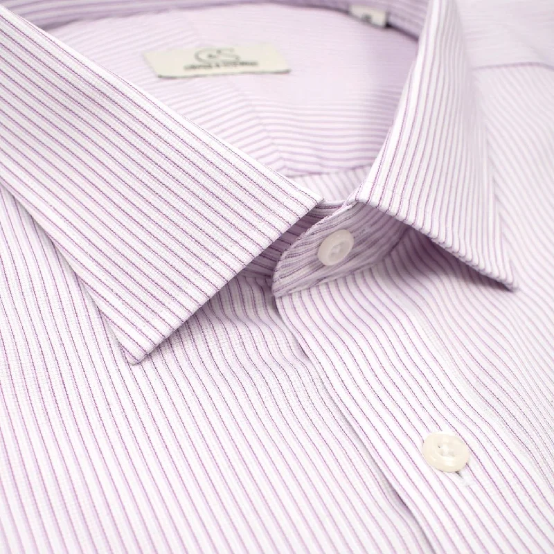 Men's Luxury Shirts for High-End FashionLavender Textured Stripe Stretch Cotton Wrinkle-Free Dress Shirt with Spread Collar by Cooper & Stewart Men's Luxury Shirts for High-End FashionLavender Textured Stripe Stretch Cotton Wrinkle-Free Dress Shirt with Spread Collar by Cooper & Stewart