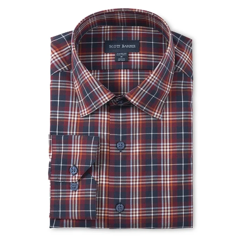 Men's Hawaiian Shirts for a Tropical VibeCollegiate Plaid Performance Sport Shirt in Port and Navy by Scott Barber