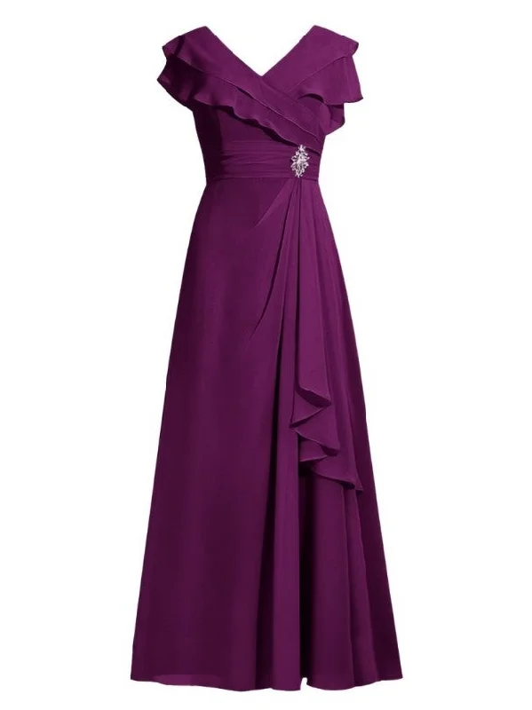Ball Gown DressElegance V-Neck Beading A-Line Mother Of The Bride Dress