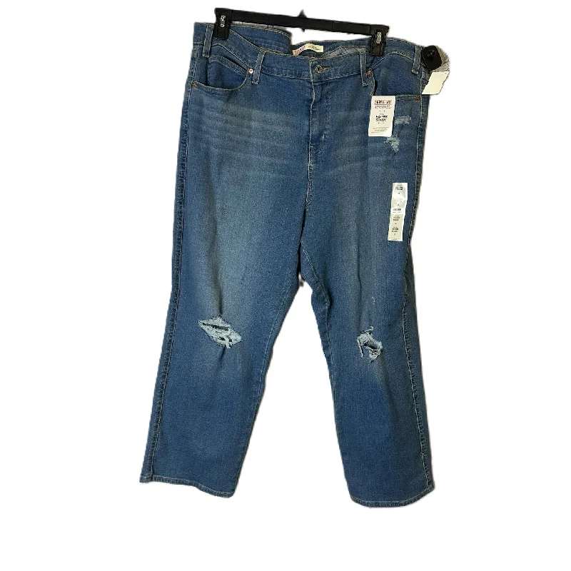 Men's Jeans with a Distressed LookJeans Wide Leg By Levis In Blue Denim, Size: 22