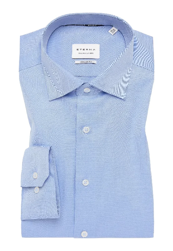 Men's Graphic Print T-Shirts for a Statement Look'Cover Shirt' In Blue - Modern Fit - Opaque Half Ply Cotton Twill Shirt with Kent Collar by Eterna 1863 Men's Graphic Print T-Shirts for a Statement Look'Cover Shirt' In Blue - Modern Fit - Opaque Half Ply Cotton Twill Shirt with Kent Collar by Eterna 1863