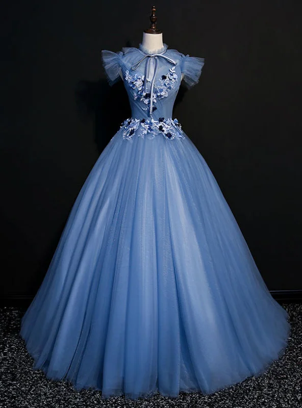 women's everyday dressesCome In All Styles And Colors Blue Ball Gown Tulle Backless Pleats Appliques Quinceanera Dress
