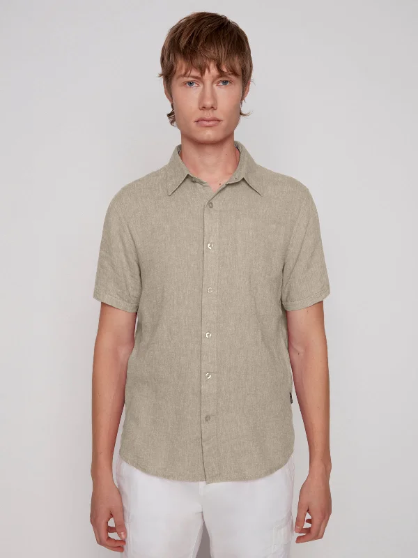 Men's Machine-Washable Shirts for ConvenienceLINEN BLEND SHORT SLEEVE SHIRT