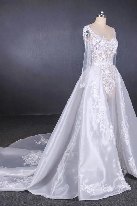 Wedding DressGorgeous Long Sleeves Sweetheart Wedding Dresses Whit Bridal Dresses with Applique N2291