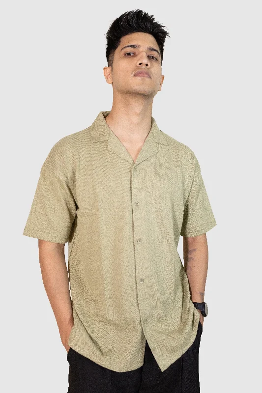 Men's Designer Dress Shirts for High-End FashionCuban Stripe Shirt - Light Green