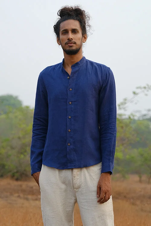 Men's Floral Print Shirts for Spring and SummerOkhai 'Oceania' Cotton Linen Blend Hand Embroidered Full Sleeves Shirt