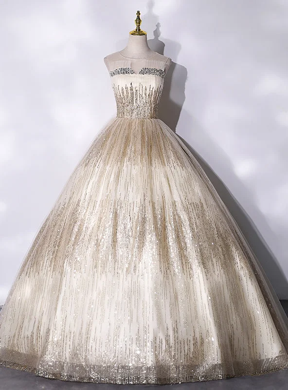 Petite DressGold Sequins Pleats Beading Quinceanera Dress
