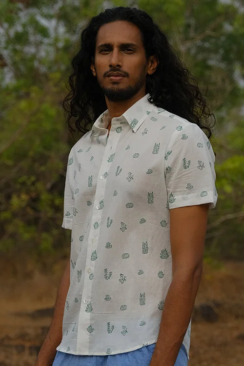 Men's Affordable Shirts for Budget-Friendly StyleOkhai 'Prickly' Pure Cotton Hand Block Printed Half Sleeves Shirt