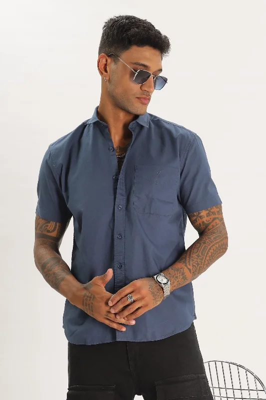 Men's Collared Shirts for Formal OccasionsPastel Blue Half Sleeve Regular Fit Shirt Men's Collared Shirts for Formal OccasionsPastel Blue Half Sleeve Regular Fit Shirt