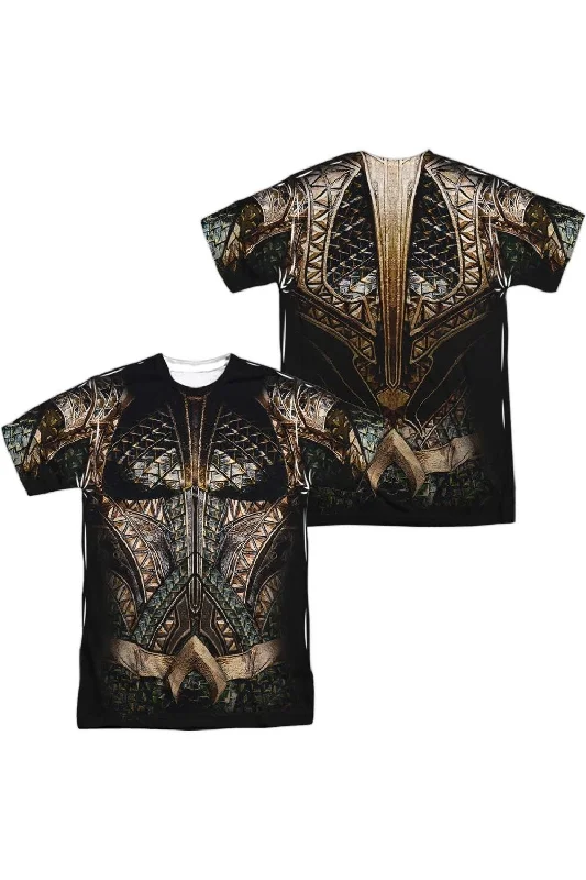 Justice League Movie Aquaman Uniform (Front/Back Print) Short Sleeve Adult Poly Crew Tee / T-Shirt