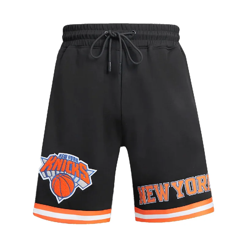Men's Cool Linen Shorts for SummerPro Standard Mens NBA New York Knicks Classic Chenille Shorts BNK351921-BLK Black