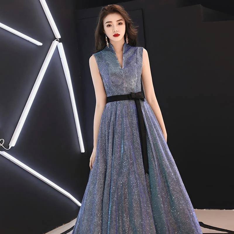 Button-Down DressElegant Lace A-line Sexy High Neck Satin Black Bow Formal Dress