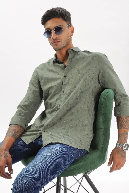 Men's Essential Dress Shirts for Everyday WearOlive Green Textured Party Wear Shirt Men's Essential Dress Shirts for Everyday WearOlive Green Textured Party Wear Shirt