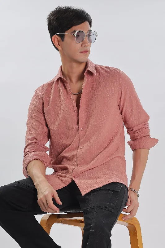 Men's Layering Shirts for Seasonal TransitionsPeach - Modern Fit Textured Shirt