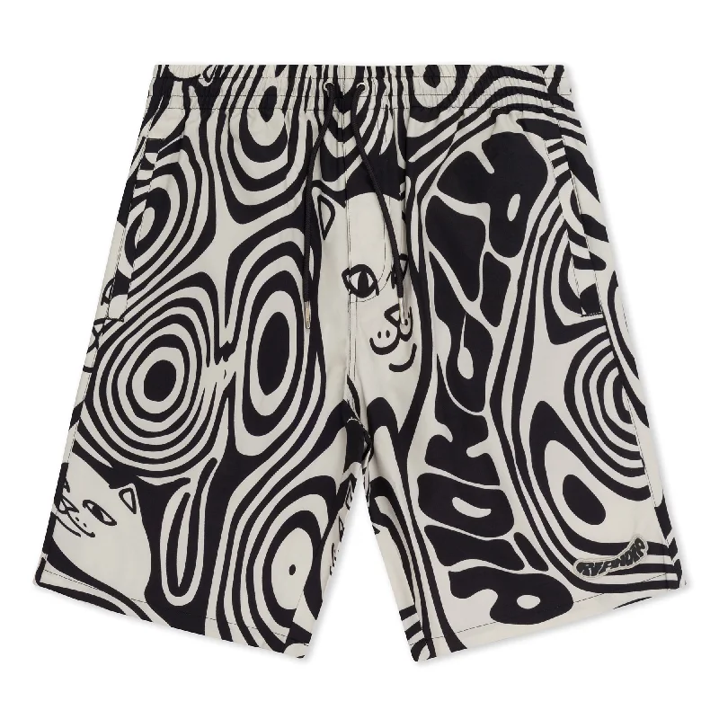 Men's Cotton Twill ShortsHypnotic Swim Shorts (Black/Cream)