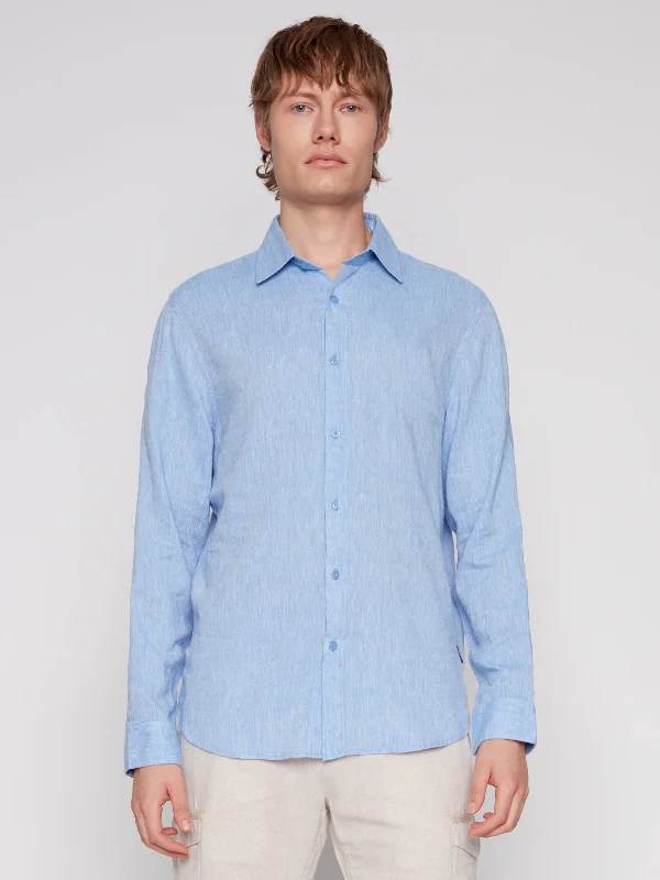 Men's Pattern-Play Shirts for a Fun TwistLINEN BLEND LONG SLEEVE SHIRT