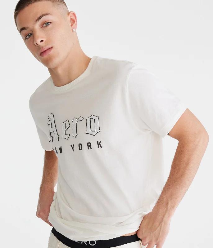Aeropostale  Aero New York Gothic Logo Appliquac Graphic Tee