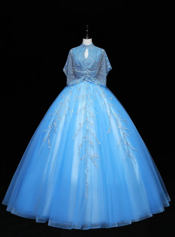 Vintage DressBlue Tulle Sequins Beading Quinceanera Dress