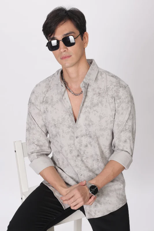 Men's Tab-Collar Shirts for a Crisp LookGray Slim Fit Self Design Casual Shirt
