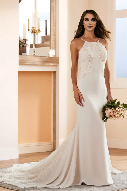 Wrap DressNew Arrival Ivory Halter Sleeveless Sweep Train Wedding Dress