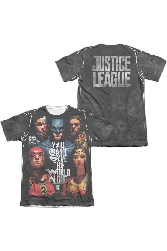 Justice League Movie Save The World Poster (Front/Back Print) Adult Poly/Cotton Short Sleeve Tee / T-Shirt
